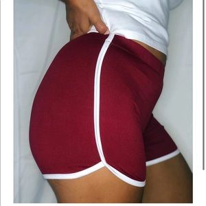 Striped Sport Shorts (Burgundy)